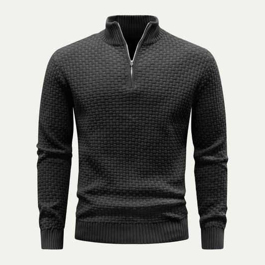 VogeLuxe | Men’s Waffle Knit Quarter Zip Pullover 0