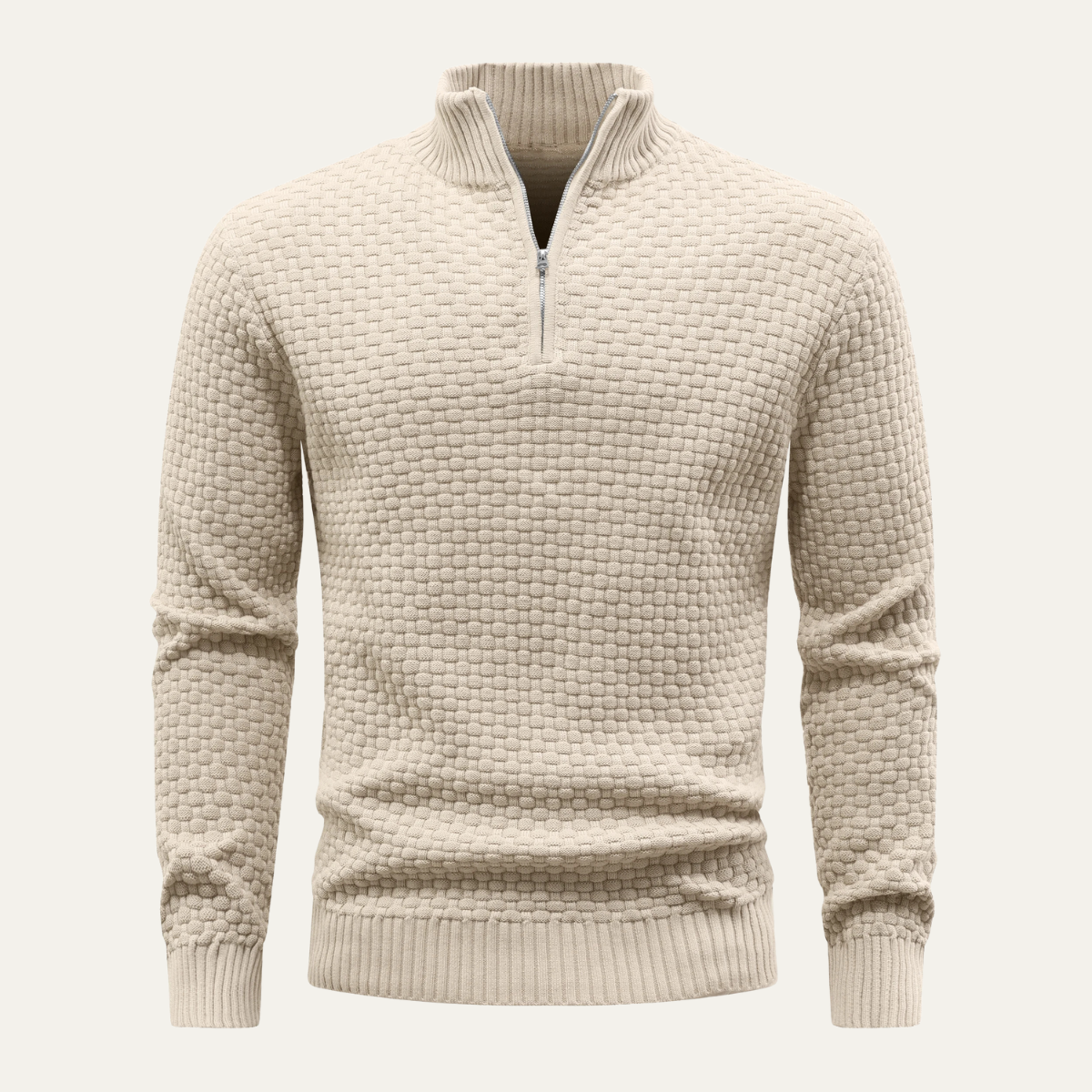 VogeLuxe | Men’s Waffle Knit Quarter Zip Pullover 1