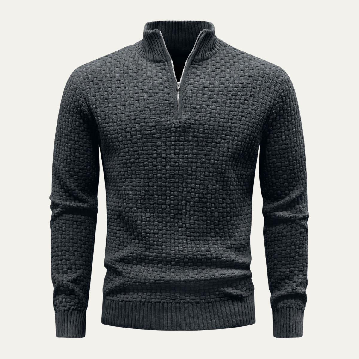 VogeLuxe | Men’s Waffle Knit Quarter Zip Pullover 2