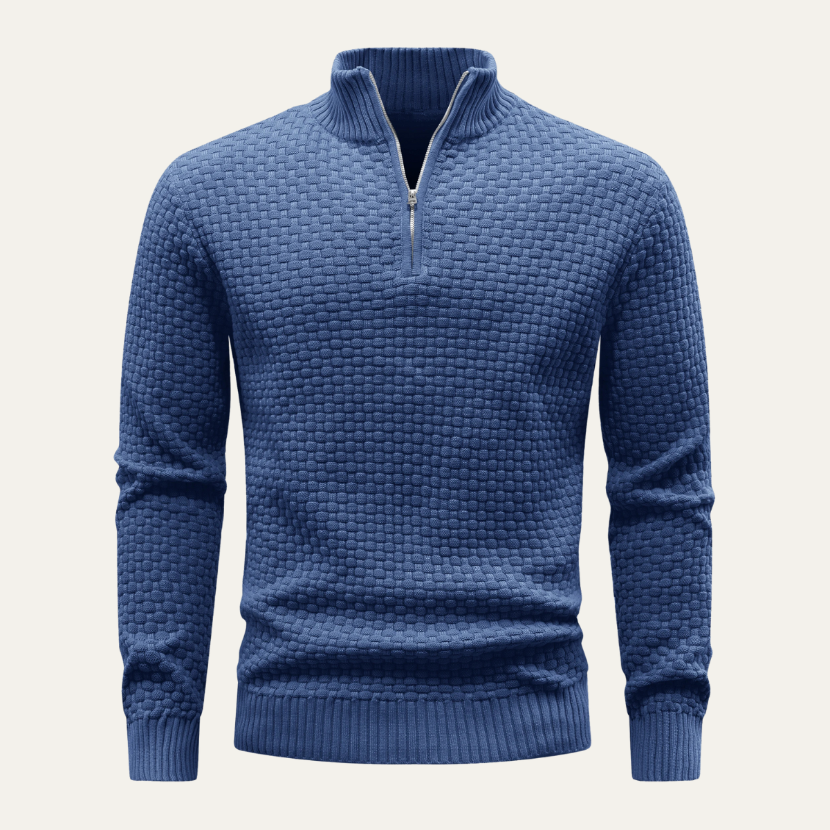 VogeLuxe | Men’s Waffle Knit Quarter Zip Pullover 3
