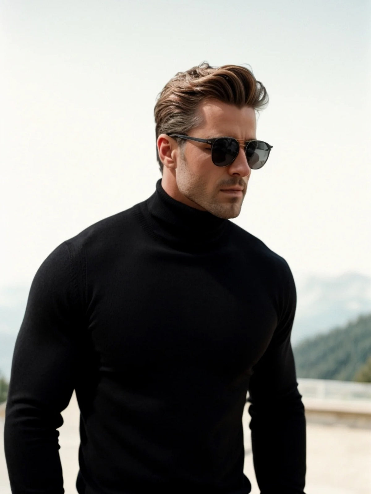 VogeLuxe | Men’s Warm Ribbed Turtleneck Sweater 2