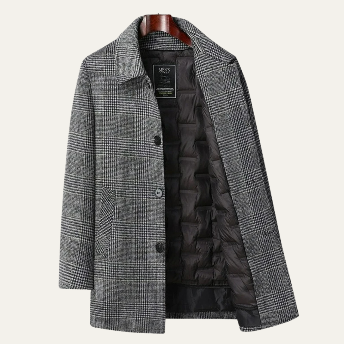 VogeLuxe | Men’s Winter Wool Plaid Overcoat 6