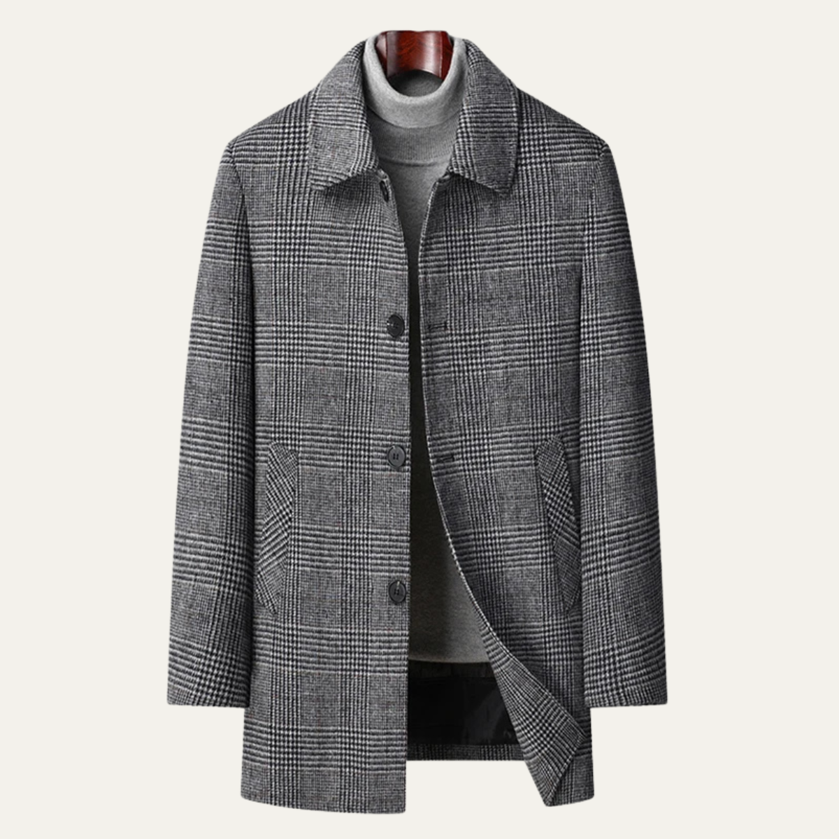 VogeLuxe | Men’s Winter Wool Plaid Overcoat 7
