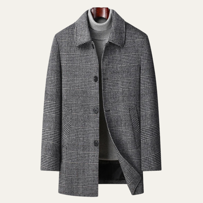 VogeLuxe | Men’s Winter Wool Plaid Overcoat 7