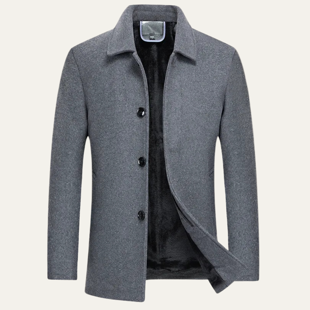 VogeLuxe | Men’s Wool-Blend Short Coat with Faux Fur Lining 1