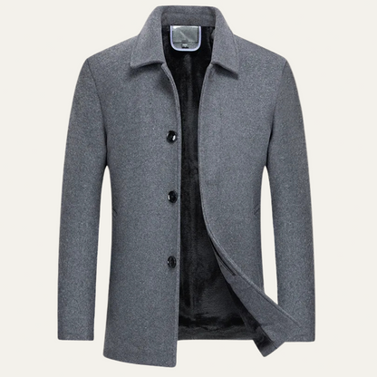 VogeLuxe | Men’s Wool-Blend Short Coat with Faux Fur Lining 1