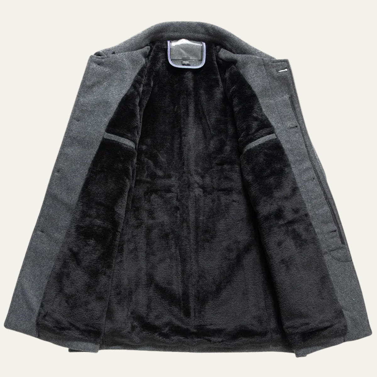 VogeLuxe | Men’s Wool-Blend Short Coat with Faux Fur Lining 3