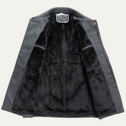 VogeLuxe | Men’s Wool-Blend Short Coat with Faux Fur Lining 3