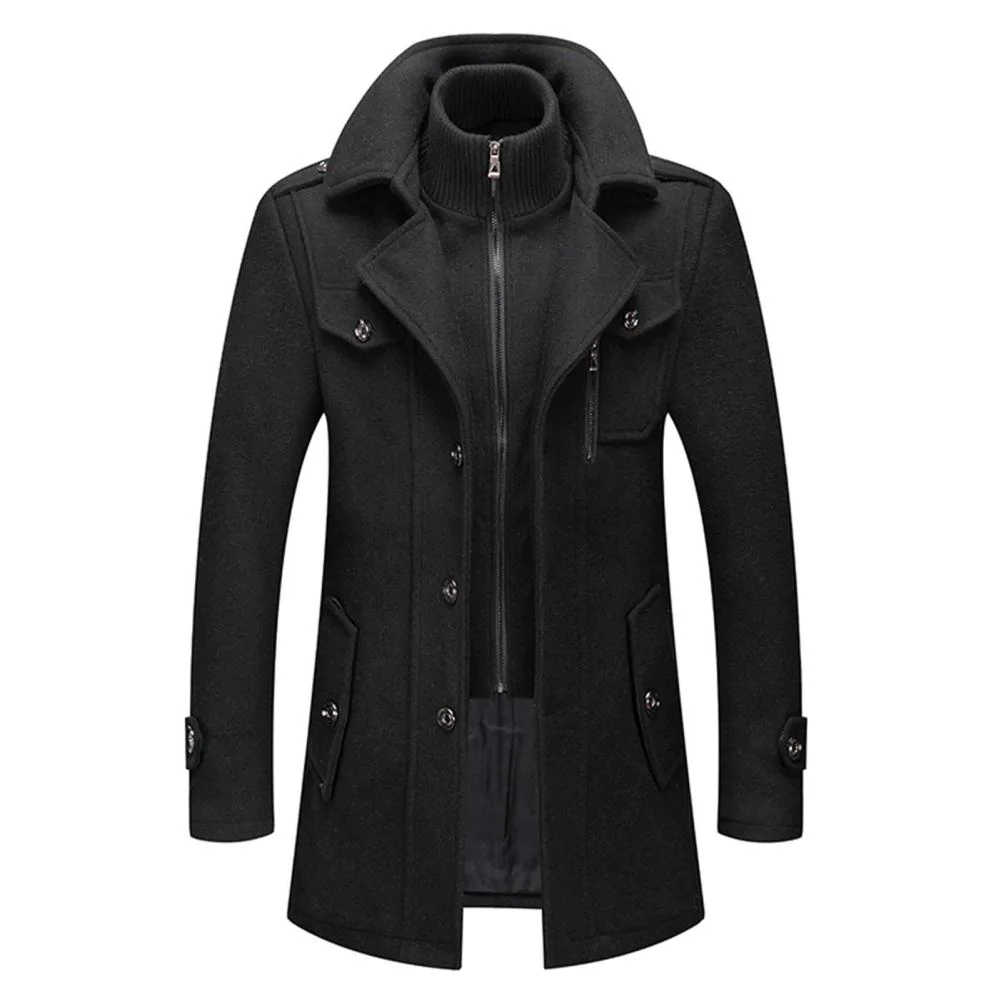 VogeLuxe | Men’s Wool-Blend Short Peacoat with Inner Zip Placket 1