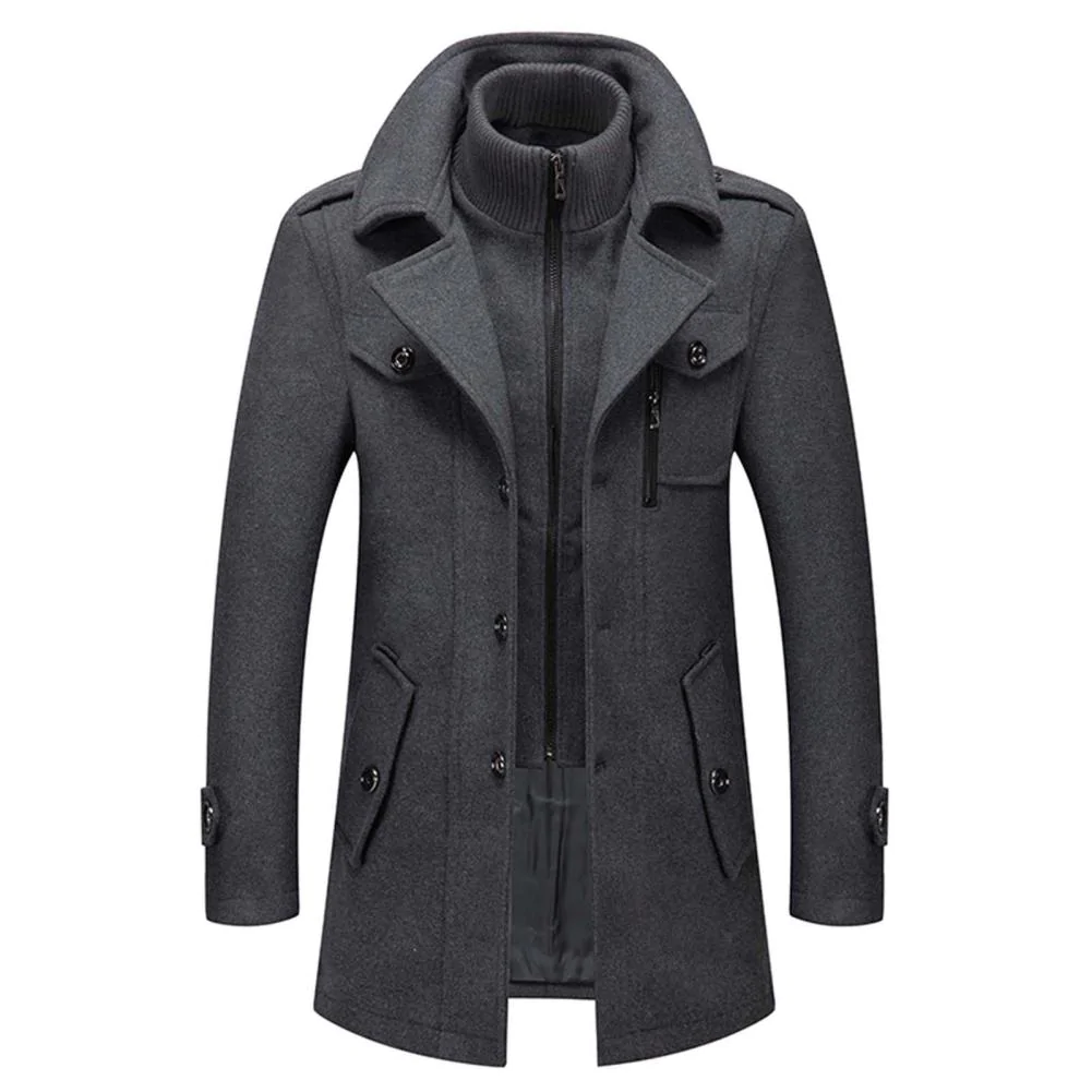 VogeLuxe | Men’s Wool-Blend Short Peacoat with Inner Zip Placket 3