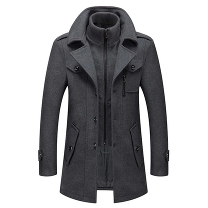 VogeLuxe | Men’s Wool-Blend Short Peacoat with Inner Zip Placket 3