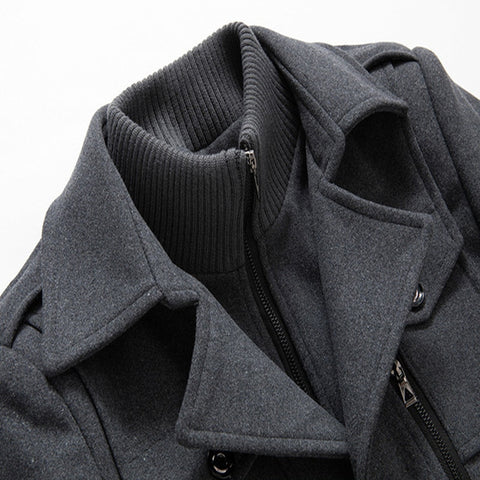 VogeLuxe | Men’s Wool-Blend Short Peacoat with Inner Zip Placket 7