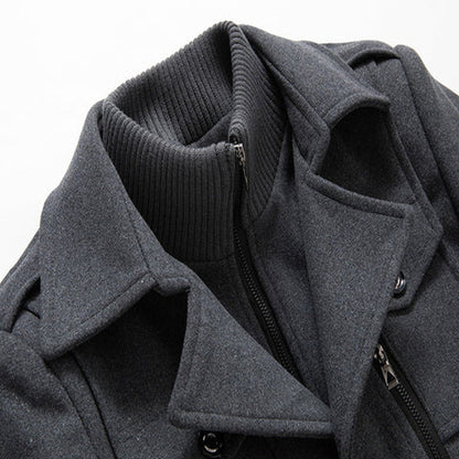 VogeLuxe | Men’s Wool-Blend Short Peacoat with Inner Zip Placket 7