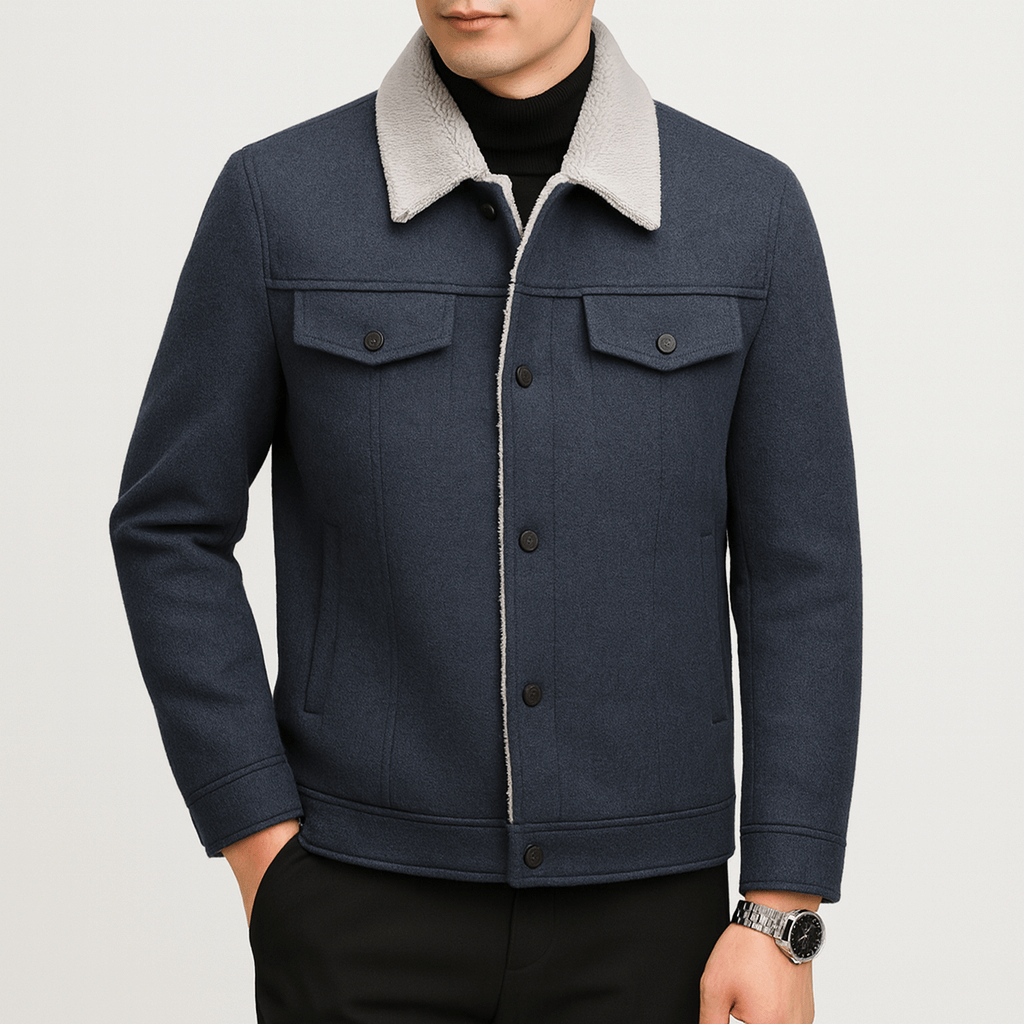 VogeLuxe | Men’s Wool Blend Cropped Trucker Jacket 1
