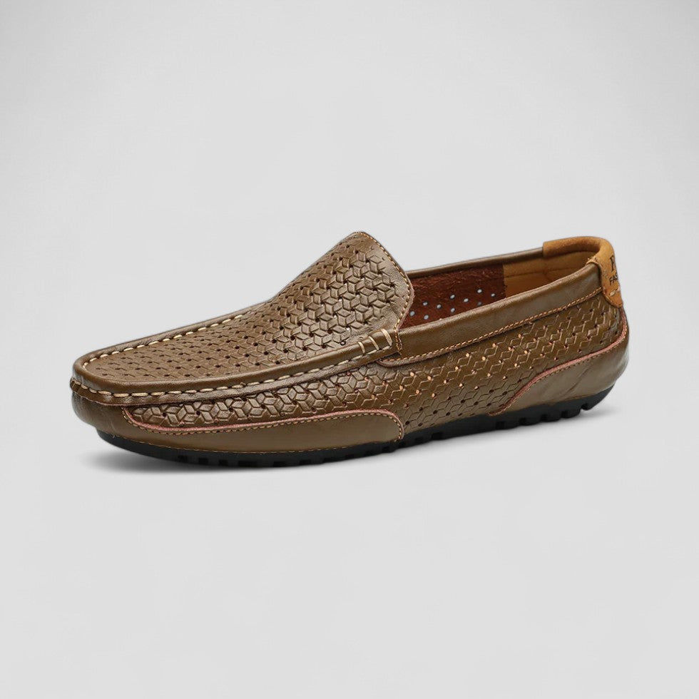 VogeLuxe | Men’s Woven Leather Driving Loafers 1