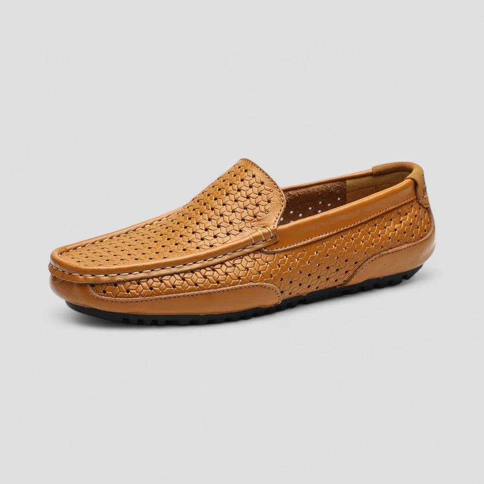 VogeLuxe | Men’s Woven Leather Driving Loafers 3