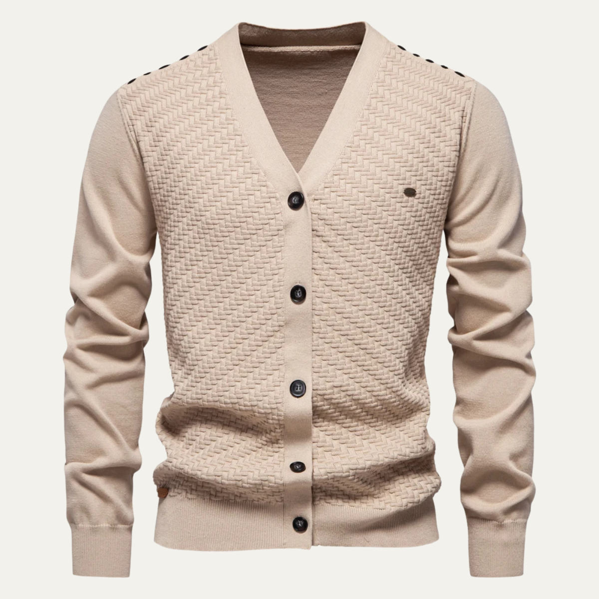 VogeLuxe | Men’s Woven V-Neck Cardigan 0