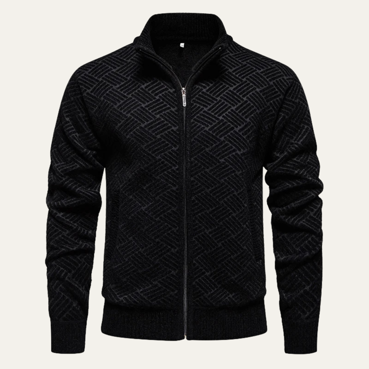 VogeLuxe | Men’s Zip-Up Cardigan with Textured Pattern 0