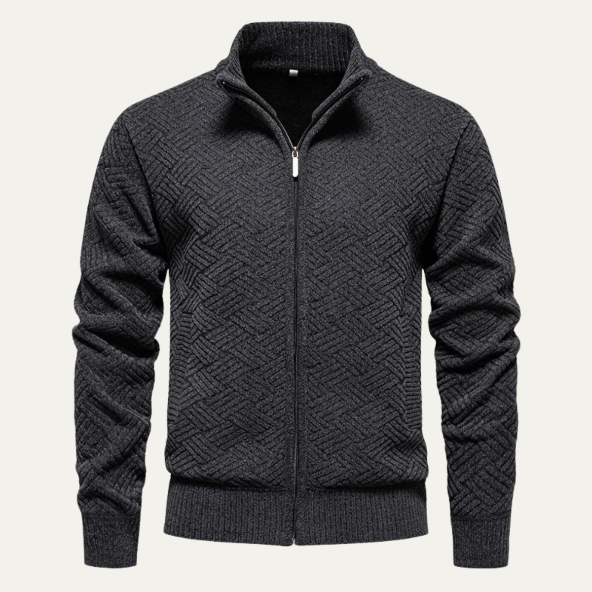 VogeLuxe | Men’s Zip-Up Cardigan with Textured Pattern 1