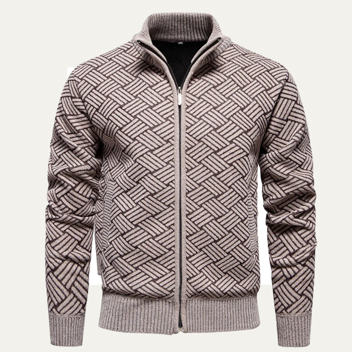 VogeLuxe | Men’s Zip-Up Cardigan with Textured Pattern 2