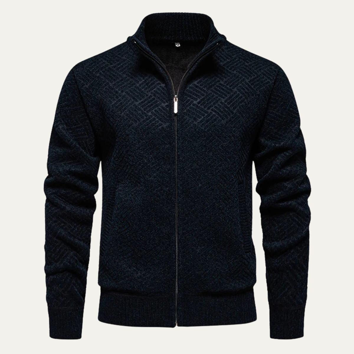 VogeLuxe | Men’s Zip-Up Cardigan with Textured Pattern 3