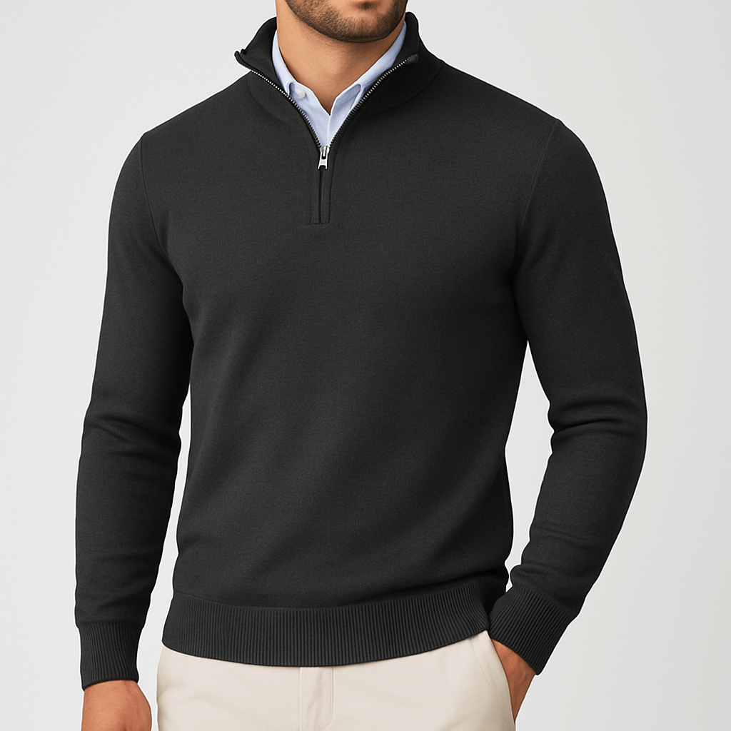 VogeLuxe | Men’s Zip-Up Mock Neck Sweater 0