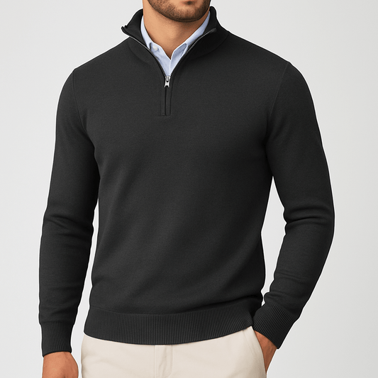 VogeLuxe | Men’s Zip-Up Mock Neck Sweater 0