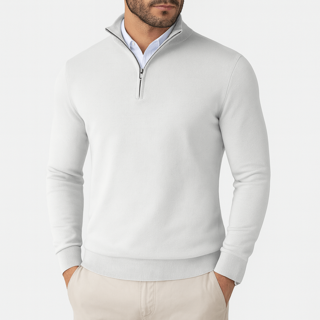 VogeLuxe | Men’s Zip-Up Mock Neck Sweater 1