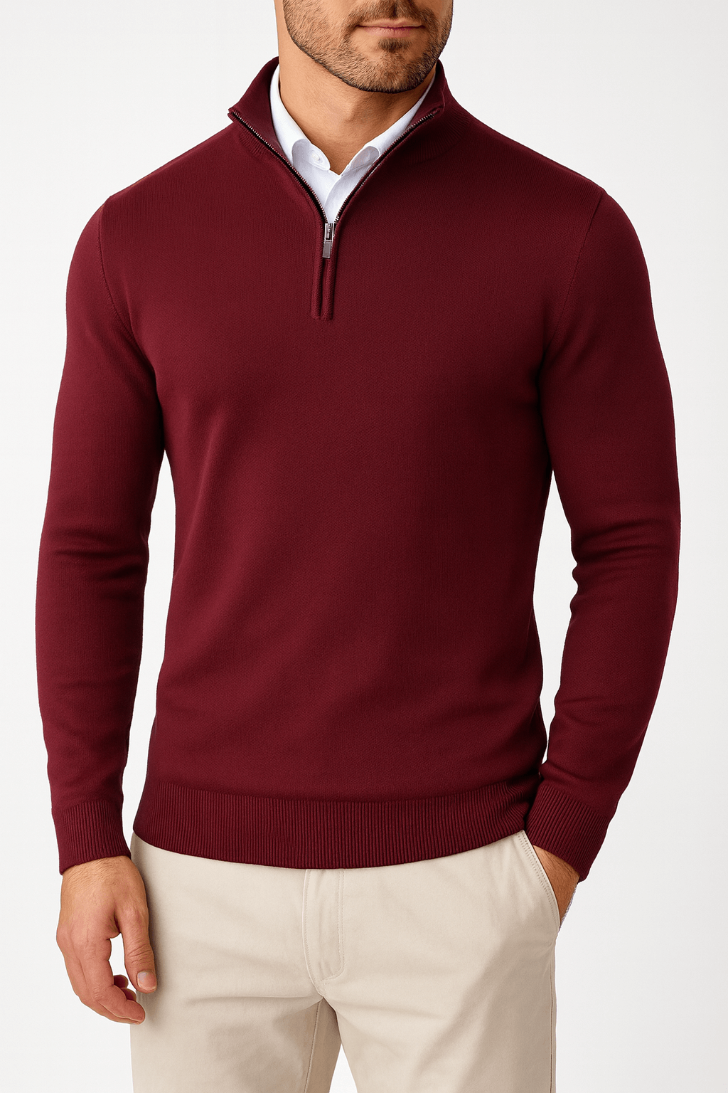 VogeLuxe | Men’s Zip-Up Mock Neck Sweater 2