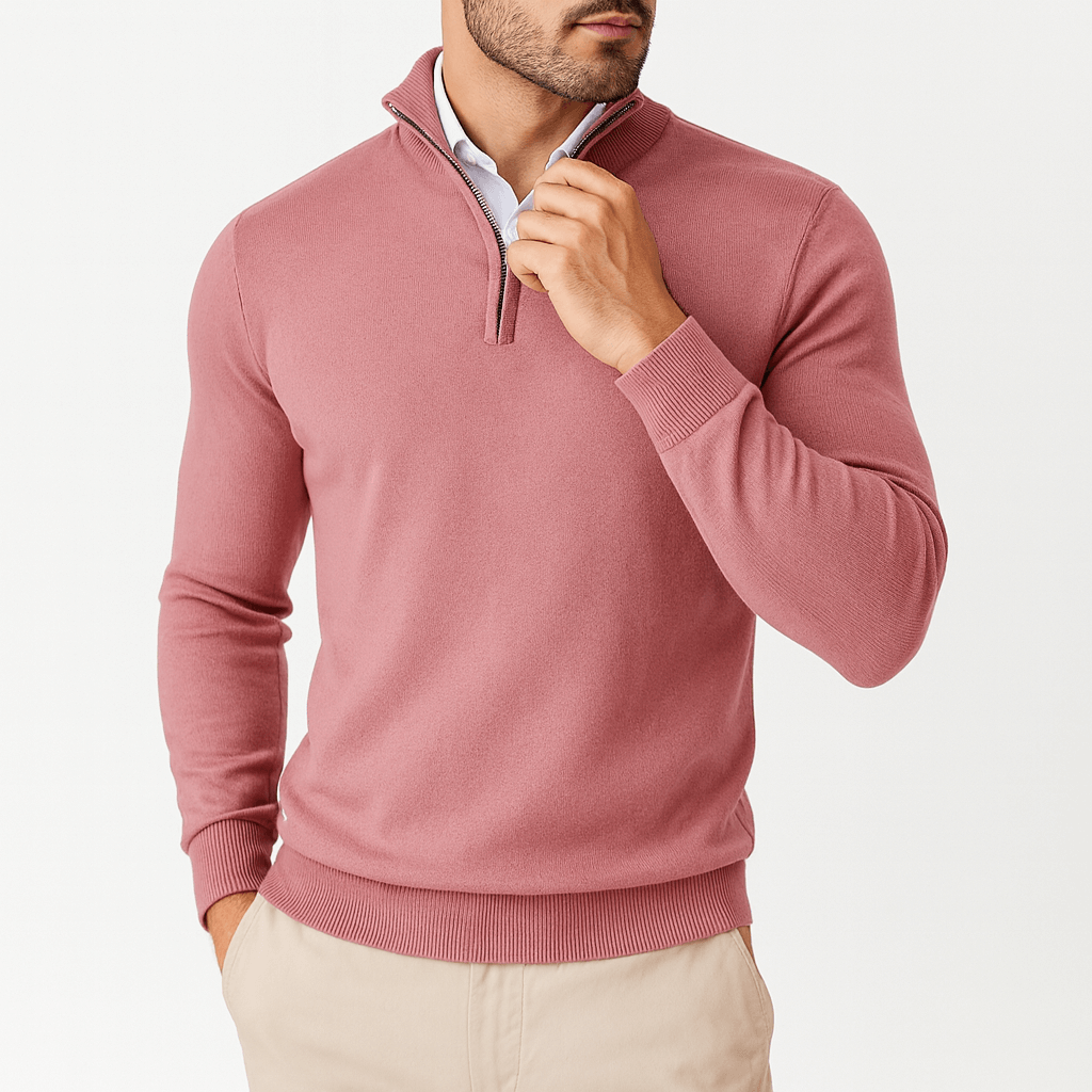 VogeLuxe | Men’s Zip-Up Mock Neck Sweater 3