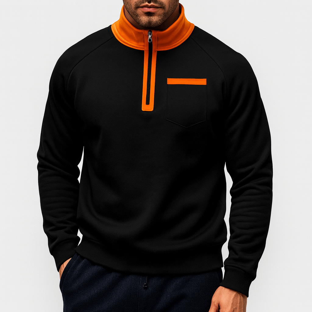 VogeLuxe | Men’s Zip Standing Collar Sweatshirt 0