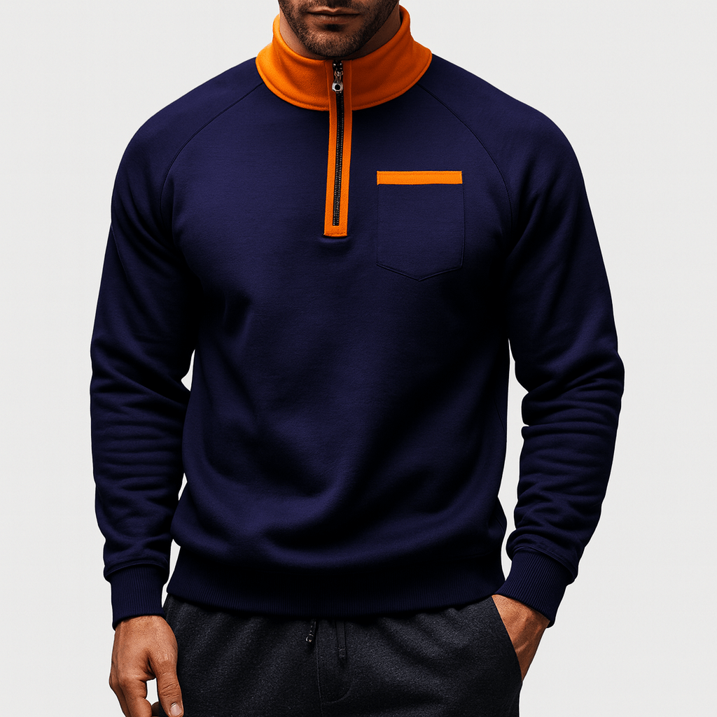 VogeLuxe | Men’s Zip Standing Collar Sweatshirt 1