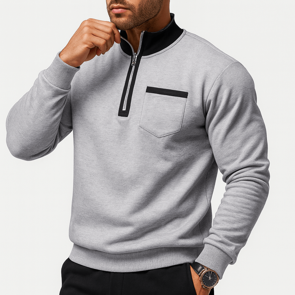 VogeLuxe | Men’s Zip Standing Collar Sweatshirt 2
