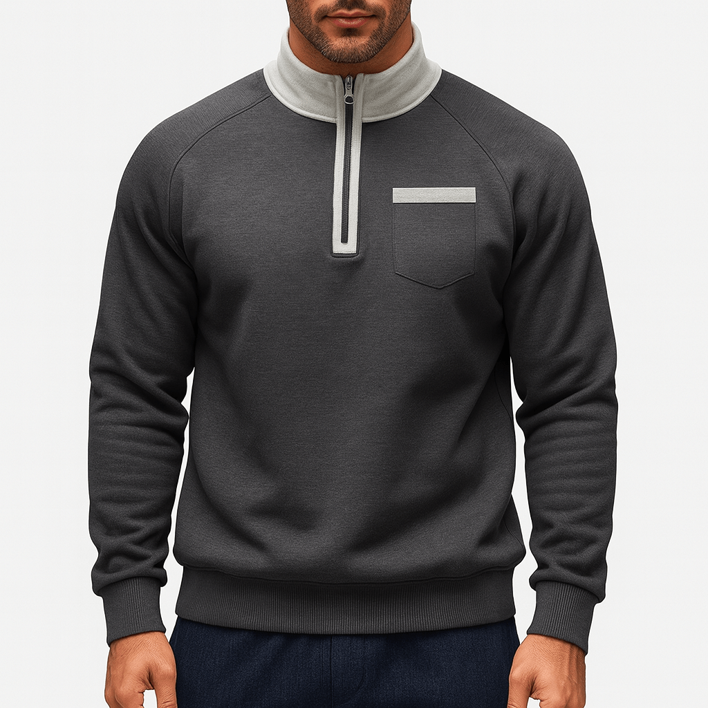 VogeLuxe | Men’s Zip Standing Collar Sweatshirt 3