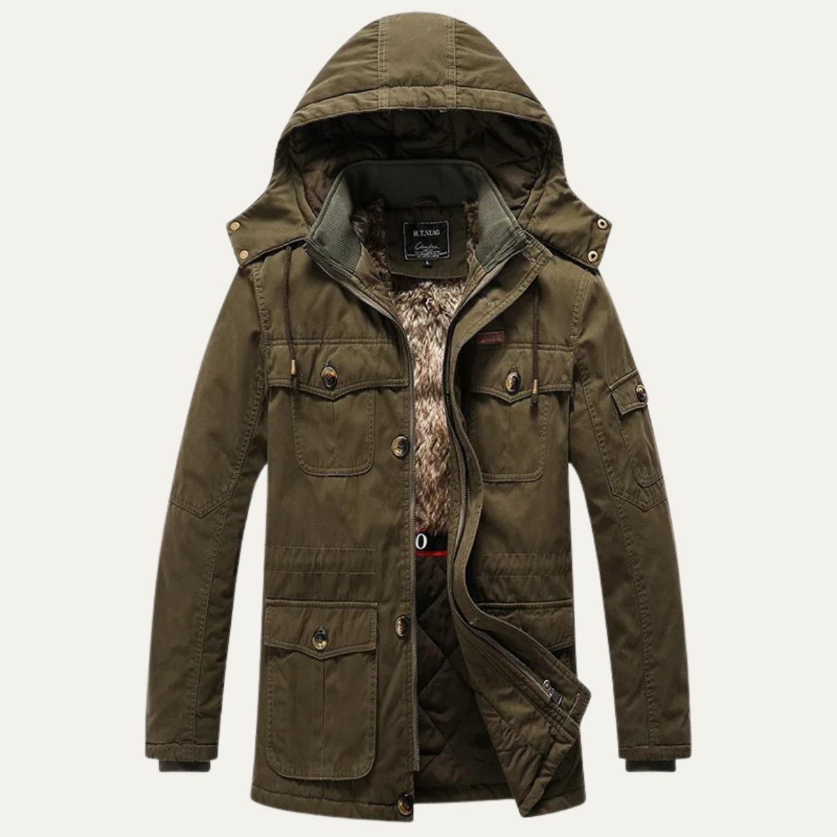 VogeLuxe | Mens Hooded Parka with Faux-Fur Lining 10