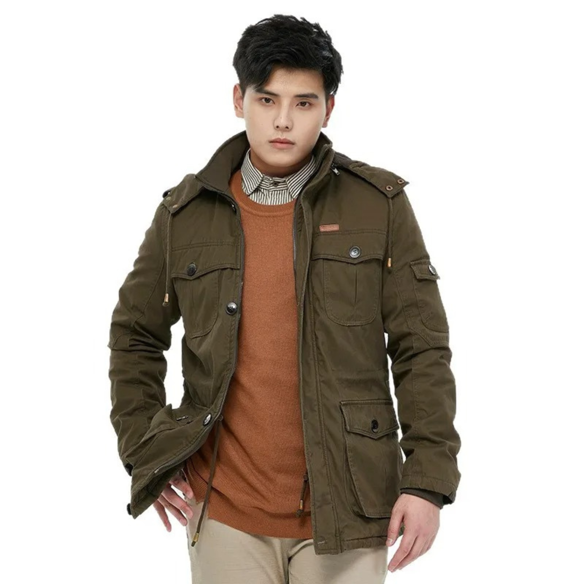 VogeLuxe | Mens Hooded Parka with Faux-Fur Lining 3