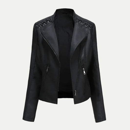 VogeLuxe | Women’s Asymmetric Faux Leather Motorcycle Jacket 0