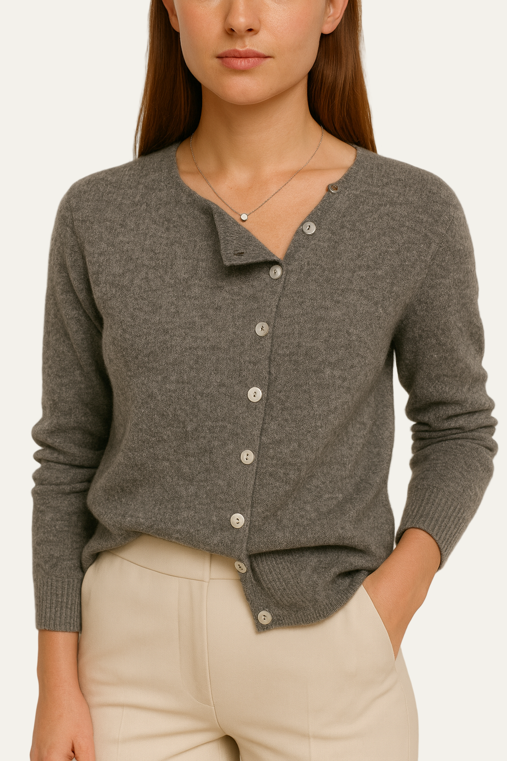 VogeLuxe | Women’s Asymmetrical Button Knit Cardigan 0