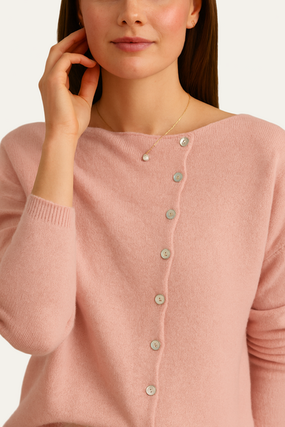 VogeLuxe | Women’s Asymmetrical Button Knit Cardigan 3