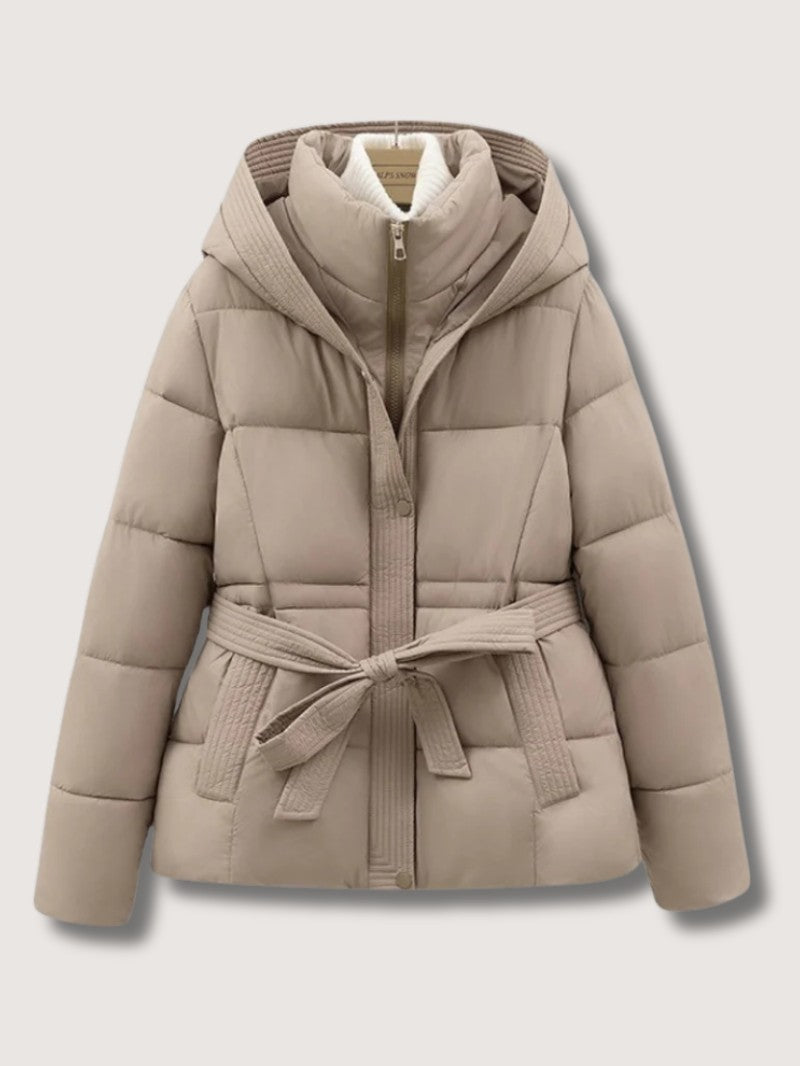 VogeLuxe | Women’s Belted High Collar Puffer Jacket 1