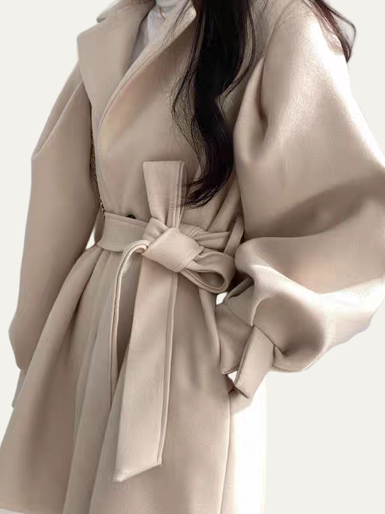VogeLuxe | Women’s Belted Puff Sleeve Trench Coat 2