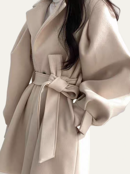 VogeLuxe | Women’s Belted Puff Sleeve Trench Coat 2