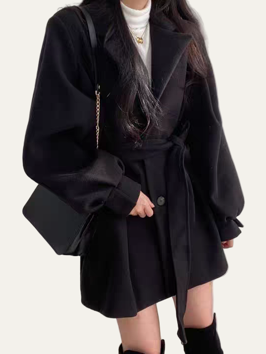 VogeLuxe | Women’s Belted Puff Sleeve Trench Coat 6