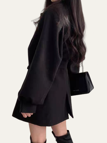 VogeLuxe | Women’s Belted Puff Sleeve Trench Coat 7