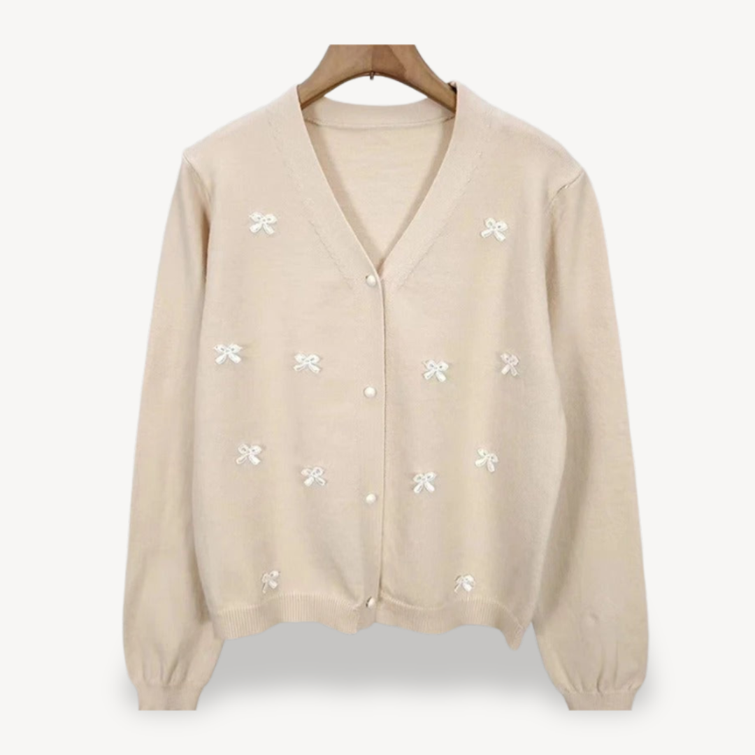 VogeLuxe | Women’s Bow Detail V Neck Cardigan 5