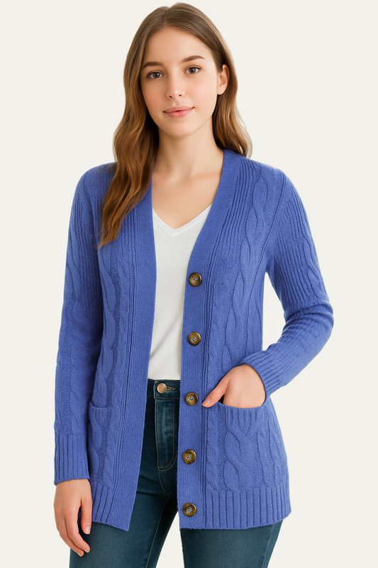 VogeLuxe | Women’s Cable-Knit Long-Line Cardigan 0