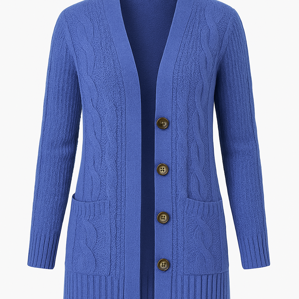 VogeLuxe | Women’s Cable-Knit Long-Line Cardigan 1