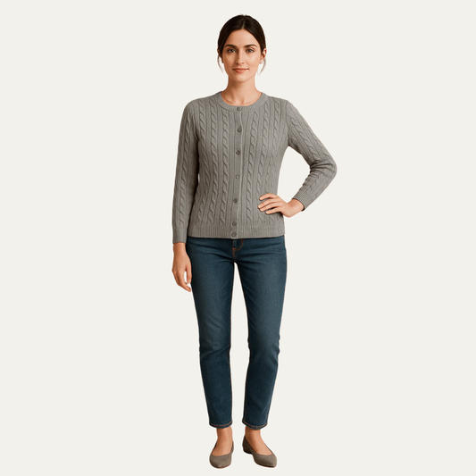 VogeLuxe | Women’s Cable Knit Button-Front Cardigan 0