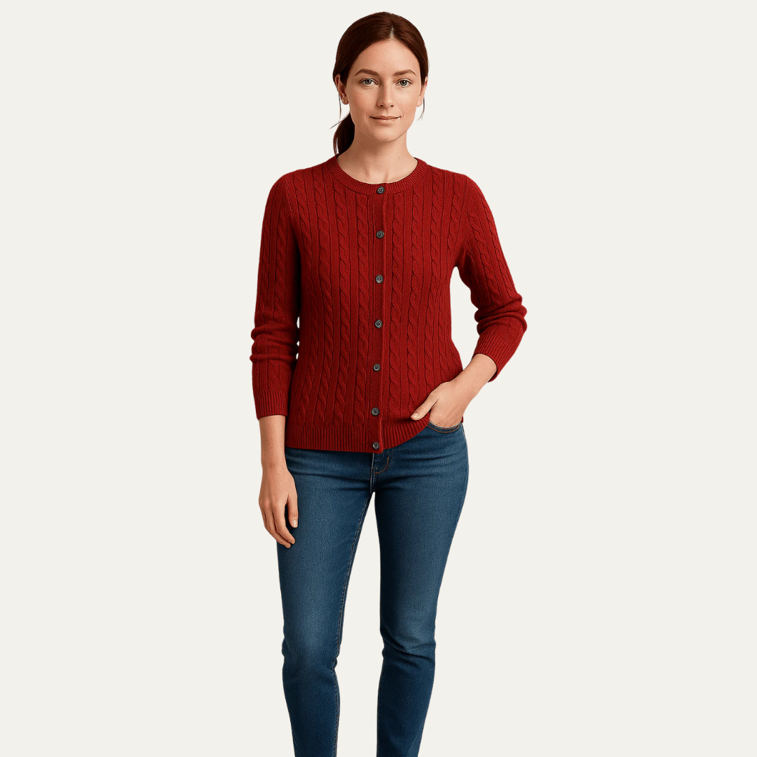 VogeLuxe | Women’s Cable Knit Button-Front Cardigan 1