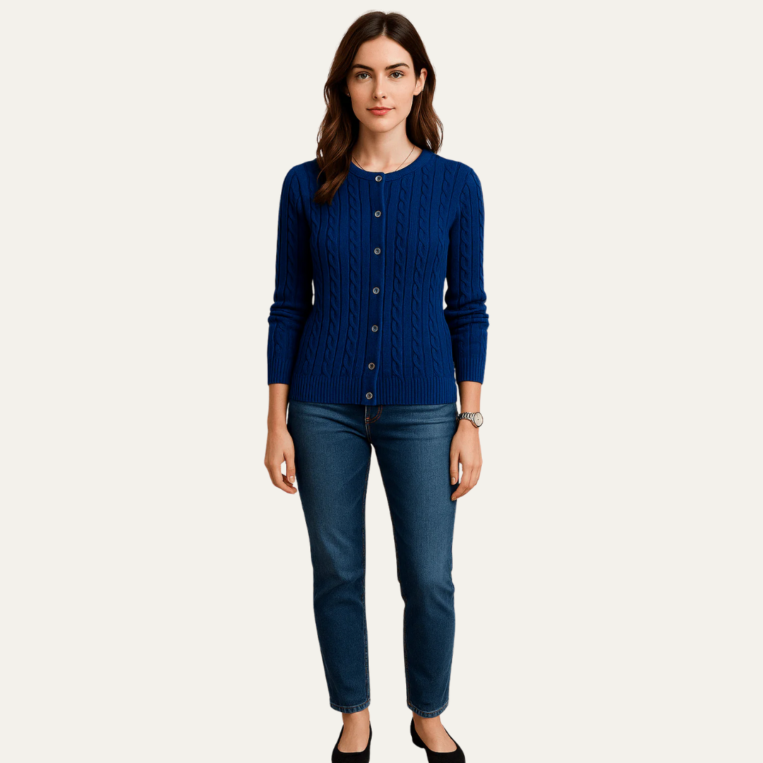 VogeLuxe | Women’s Cable Knit Button-Front Cardigan 2